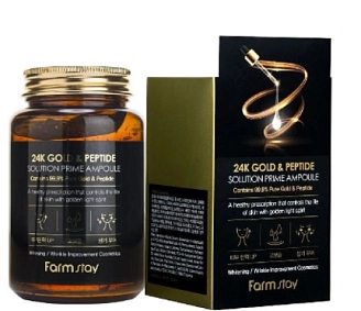 FARMSTAY, Многофункциональная ампульная сыворотка с золотом и пептидами, 250 мл