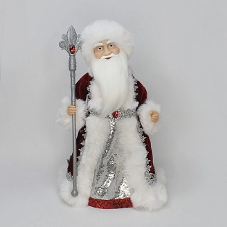 PROFZAL, Дед Мороз, музыкальный (красный, серебро), 40 см, 23А04-16