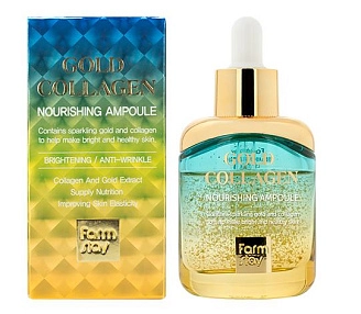 FARMSTAY, Питательная сыворотка с золотом и коллагеном, 35мл