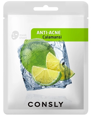 CONSLY, Маска для лица тканевая противовоспалительная с экстрактом каламанси, 20 мл