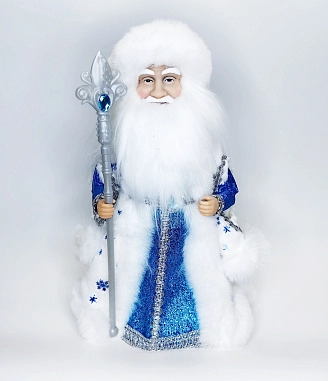 PROFZAL, Дед Мороз, музыкальный (белый с синим), 40 см, DA46-16