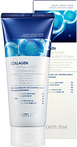 FARMSTAY, Увлажняющая очищающая пенка с коллагеном, 180 мл 