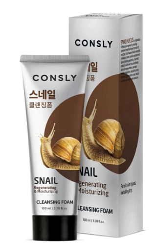 CONSLY, Пенка для умывания кремовая восстанавливающая с муцином улитки, 100 мл