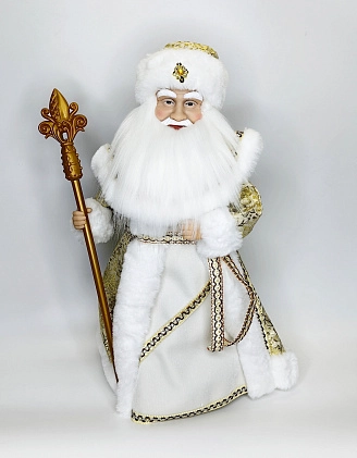 PROFZAL, Дед Мороз, музыкальный (белый с золотом), 50 см, DA36-20