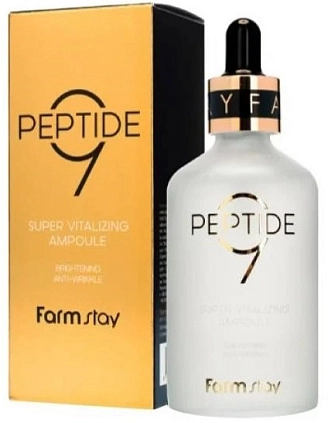 FARMSTAY, Супер-обновляющая ампульная сыворотка для лица с комплексом из 9 пептидов, 100 мл (Peptide9 Super Vitalizing Ampoule)